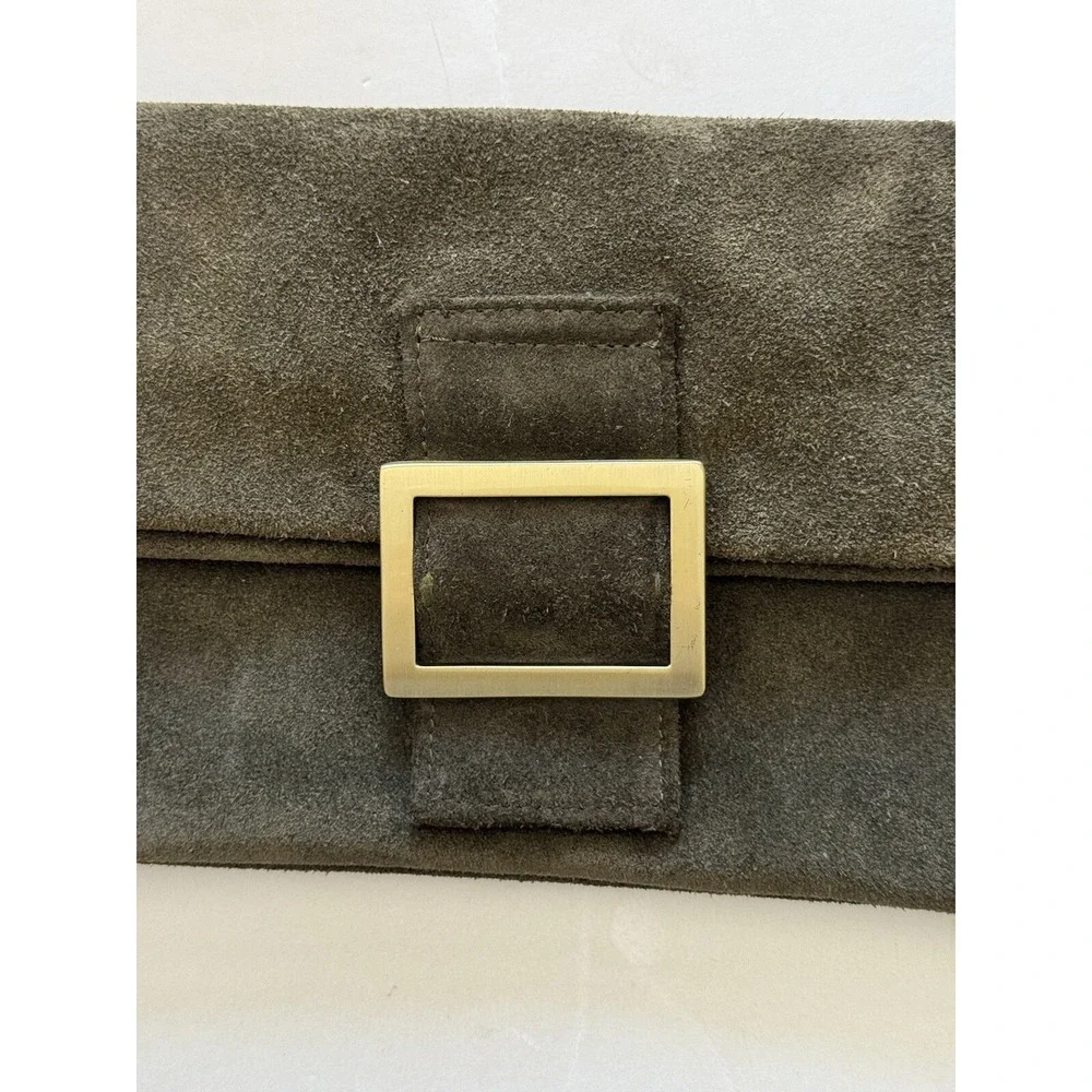Sabina New York Women's Green Suede Clutch with Strap